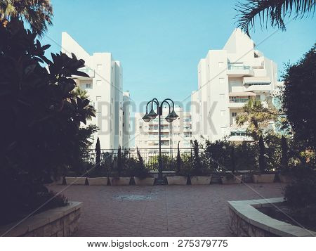 Residential Buildings And Surrounded With Green Plants In  Rishon Le Zion.