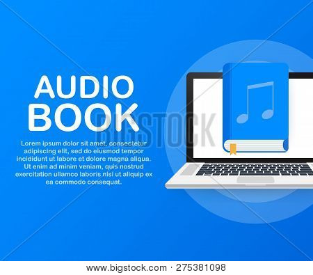 Concept Audio Book For Web Page, Banner, Social Media. Vector Stock Illustration
