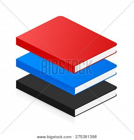 Isometric Book Icon In Flat Style. Vector Stock Illustration.