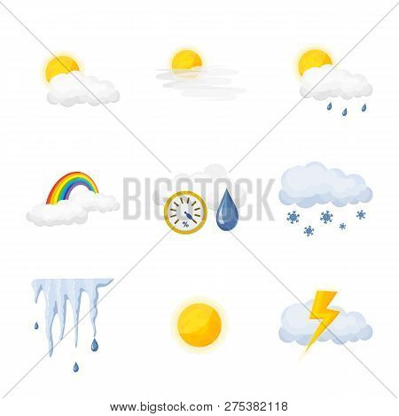 Isolated Object Of Weather And Climate Logo. Set Of Weather And Cloud Stock Vector Illustration.