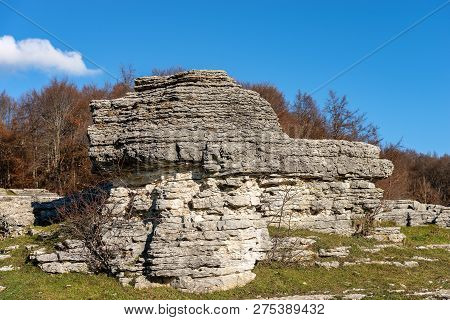 Limestone Monoliths - Unusual Karst Erosion Formations In The Regional Natural Park Of Lessinia (val