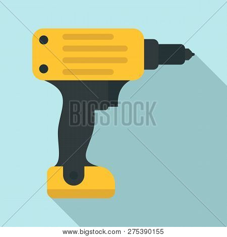Electric Wireless Drill Icon. Flat Illustration Of Electric Wireless Drill Vector Icon For Web Desig