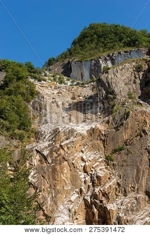 Marble Quarry (carrara White Marble) In The Apuan Alps (alpi Apuane). Tuscany, Italy, Europe