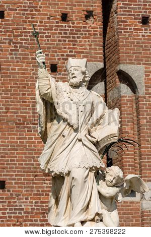 Statue Of Saint John Of Nepomuk (san Giovanni Nepomuceno), Bohemian Priest, Patron Saint Of Bohemia.