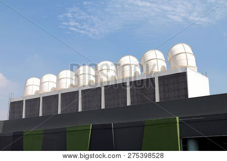 Large Air Duct On The Roof, Large Air Duct Ventilation At Roof Of The Factory, Steel Air Ducts On Fa