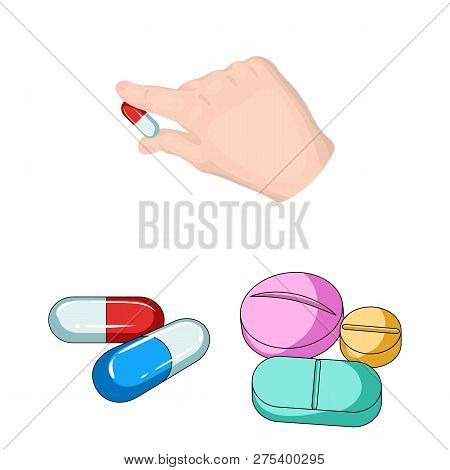 Vector Design Of Pill And Medicine Logo. Set Of Pill And Vitamin Stock Vector Illustration.