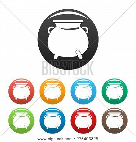 Cauldron Pot Icons Set 9 Color Vector Isolated On White For Any Design