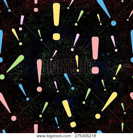 Colorful Mark Quatation Seamless. Exlamation Mark Seamless Pattern, Isolated On White Background. Ve