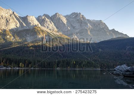 Zugspitze Seen From The Eibsee In Fall