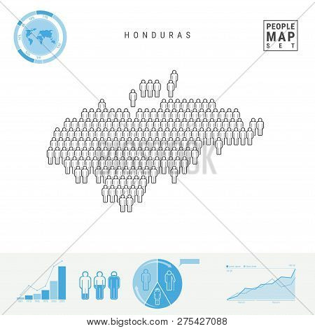 Honduras People Icon Map. People Crowd In The Shape Of A Map Of Honduras. Stylized Silhouette Of Hon