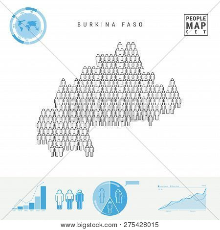 Burkina Faso People Icon Map. People Crowd In The Shape Of A Map Of Burkina Faso. Stylized Silhouett