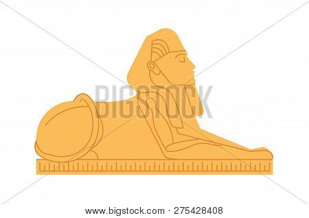 Great Sphinx Of Giza, Deity Or Mythological Creature With Human S Head And Lion S Body. Colossal Sta