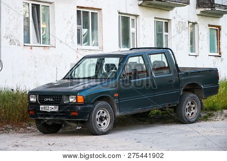 Nadym, Russia - July 14, 2017: Pickup Truck Opel Campo In The City Street.