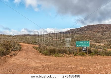 Kromrivier, South Africa, August 26, 2018: Turn-off From Road P1487 To Kromrivier Cederberg Park, A 