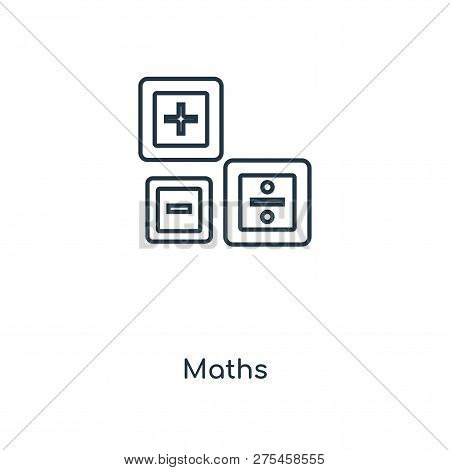 Maths Icon In Trendy Design Style. Maths Icon Isolated On White Background. Maths Vector Icon Simple