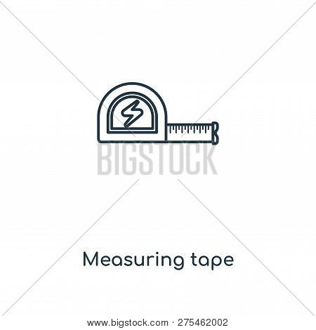 Measuring Tape Icon In Trendy Design Style. Measuring Tape Icon Isolated On White Background. Measur