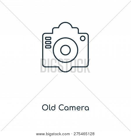 Old Camera Icon In Trendy Design Style. Old Camera Icon Isolated On White Background. Old Camera Vec