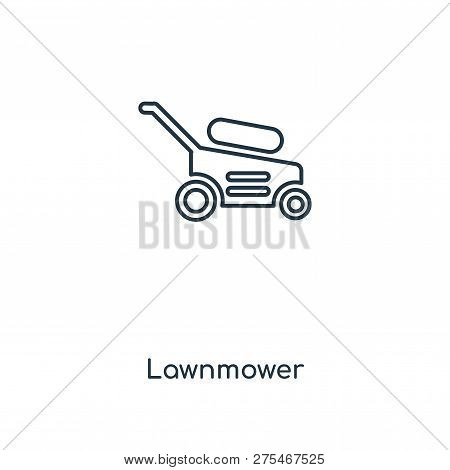 Lawnmower Icon In Trendy Design Style. Lawnmower Icon Isolated On White Background. Lawnmower Vector