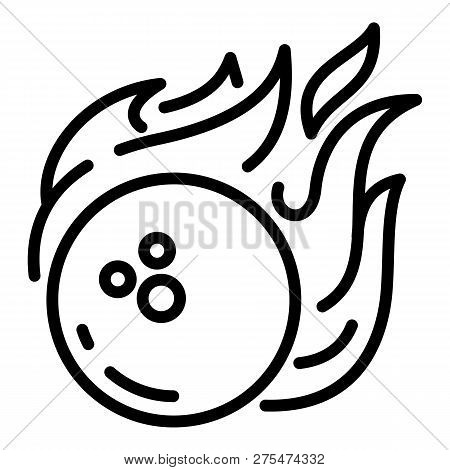Bowling Fire Ball Icon. Outline Bowling Fire Ball Vector Icon For Web Design Isolated On White Backg