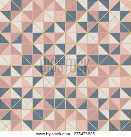 Background Of Geometric Shapes. Colorful Mosaic Pattern. Vector Illustration. Blue, Pink, Purple Col