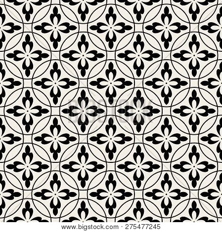 Abstract Vintage Floral Tiles Seamless Vector Pattern. Geometric Texture. Repeating Background.