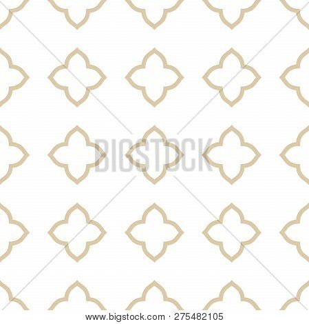 The Geometric Gold And White Abstract Pattern In Arabian Style. Seamless Vector Background.