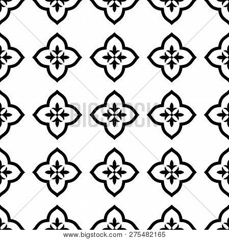 Minimalistic Abstract Floral Pattern In Arabian Style. Seamless Vector Background.