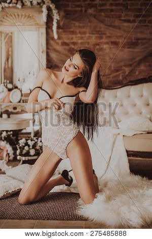 Sexy Beautiful  Woman In Underclothes. Stock Photo.