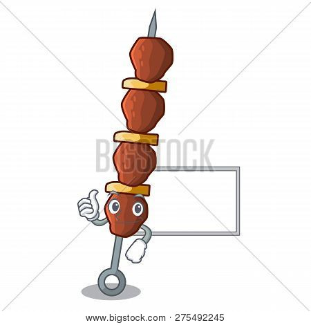 Thumbs Up With Board Chickin Shish With Sticks A Cartoon