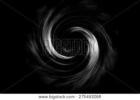 Abstract Spiral Smoke With White Fog On Black Background