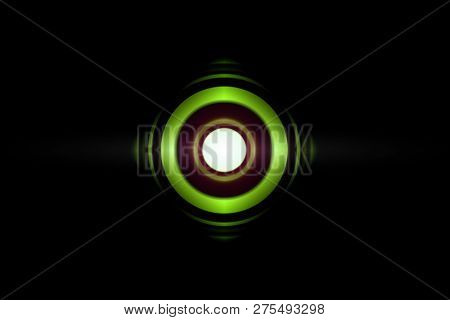 Abstract Eye Green Light Effect With Sound Waves Oscillating Background