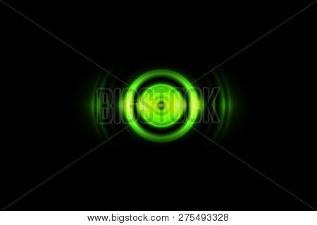 Abstract Green Spiral Effect With Sound Waves Oscillating, Technology Background
