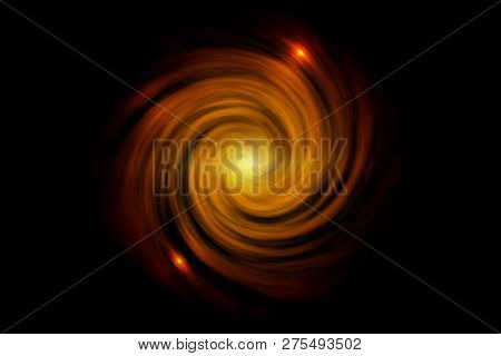 Abstract Spiral Galaxy With Orange Fog On Black Background