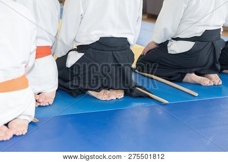 People In Kimono And Hakama On Martial Arts Training