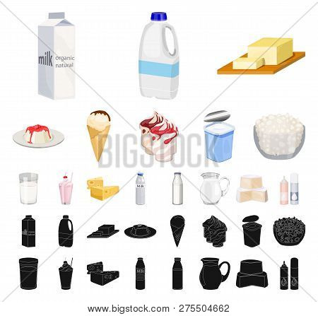 Milk Product Cartoon, Black Icons In Set Collection For Design.milk And Food Vector Symbol Stock Web