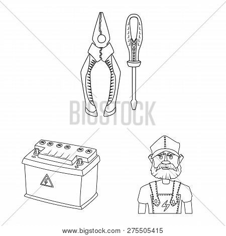 Isolated Object Of Electricity And Electric Logo. Set Of Electricity And Energy Stock Vector Illustr
