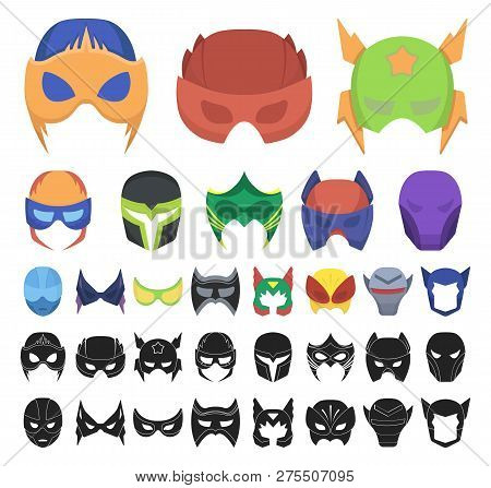 Carnival Mask Cartoon, Black Icons In Set Collection For Design.mask On The Eyes And Face Vector Sym