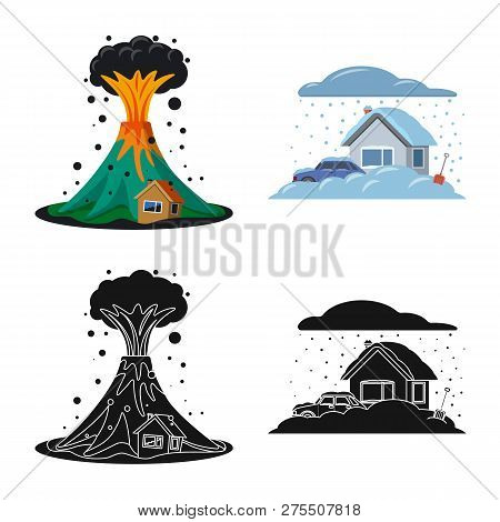 Vector Illustration Of Natural And Disaster Symbol. Set Of Natural And Risk Vector Icon For Stock.