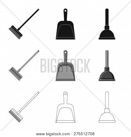 Vector Illustration Of Cleaning And Service Logo. Collection Of Cleaning And Household Stock Vector 