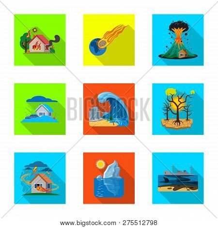 Vector Design Of Natural And Disaster Symbol. Set Of Natural And Risk Stock Symbol For Web.