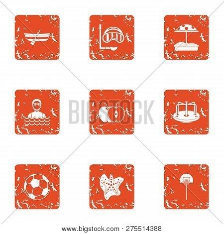 Amateur Sport Icons Set. Grunge Set Of 9 Amateur Sport Icons For Web Isolated On White Background