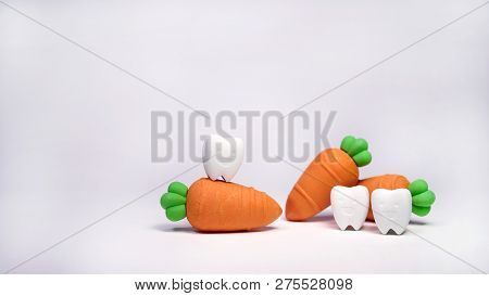 Smile Tooth Model With Carrot Model , Carrots Is A Great Way To Keep Your Teeth Healthy