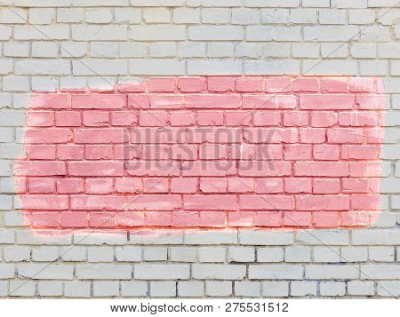 The Old Walls Are Painted With White Paint And The Selected Fragment Is Painted With Coral Paint.