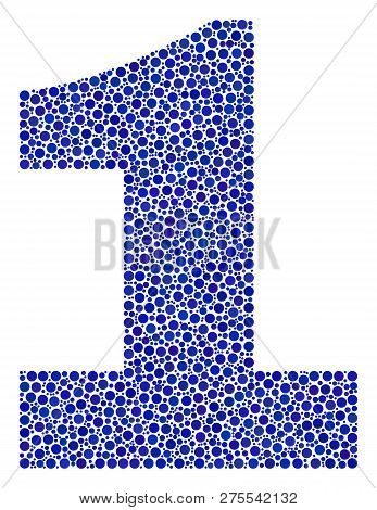 Dot Vector 1 Digit Isolated On A White Background. 1 Digit Mosaic Name Of Circle Dots In Various Siz