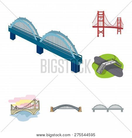 Vector Design Of Bridge And Construction Icon. Collection Of Bridge And Arch Vector Icon For Stock.