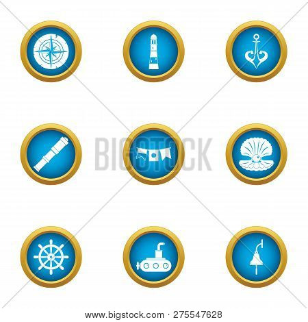 Boatbuilder Icons Set. Flat Set Of 9 Boatbuilder Icons For Web Isolated On White Background