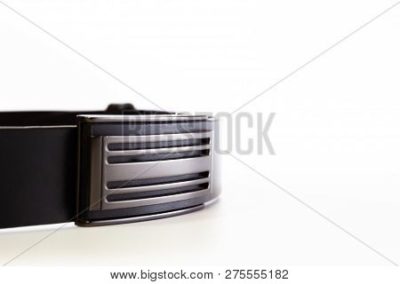Native Style Black Leather Blet Close Up On White Background.