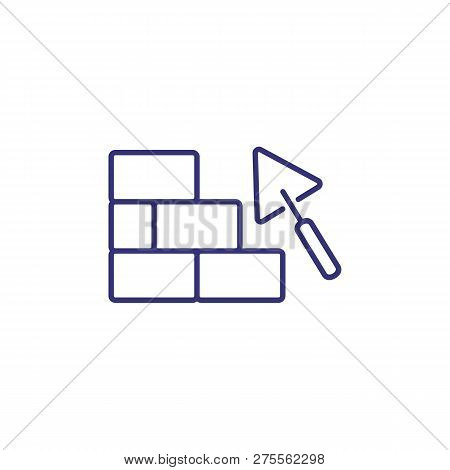 Trowel Line Icon. Tool, Brick Wall, Site. Construction Concept. Can Be Used For Topics Like Builder,