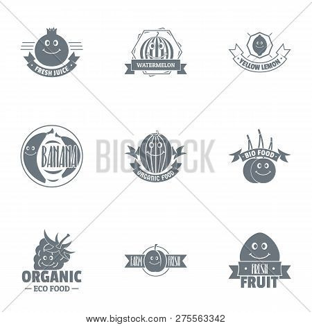 Vegan Foodstuff Logo Set. Simple Set Of 9 Vegan Foodstuff Logo For Web Isolated On White Background
