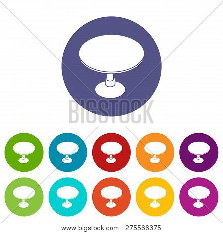 Round Table Icons Color Set For Any Web Design On White Background